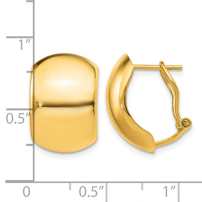 14K 12x17mm Polished Omega Back Post Earrings