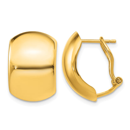 14K 12x17mm Polished Omega Back Post Earrings