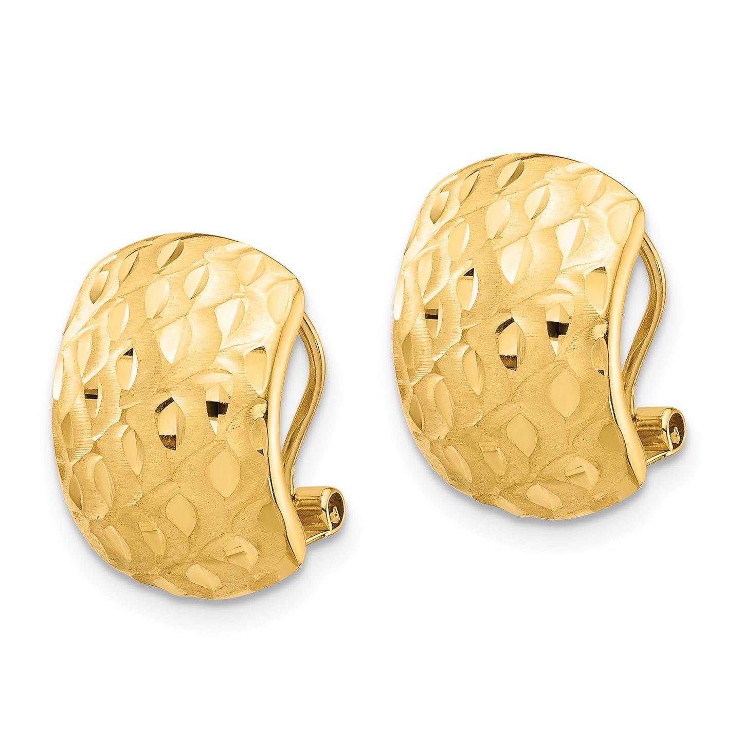 14K 10x14mm Textured Omega Back Earrings