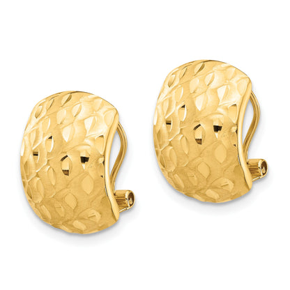 14K 10x14mm Textured Omega Back Earrings