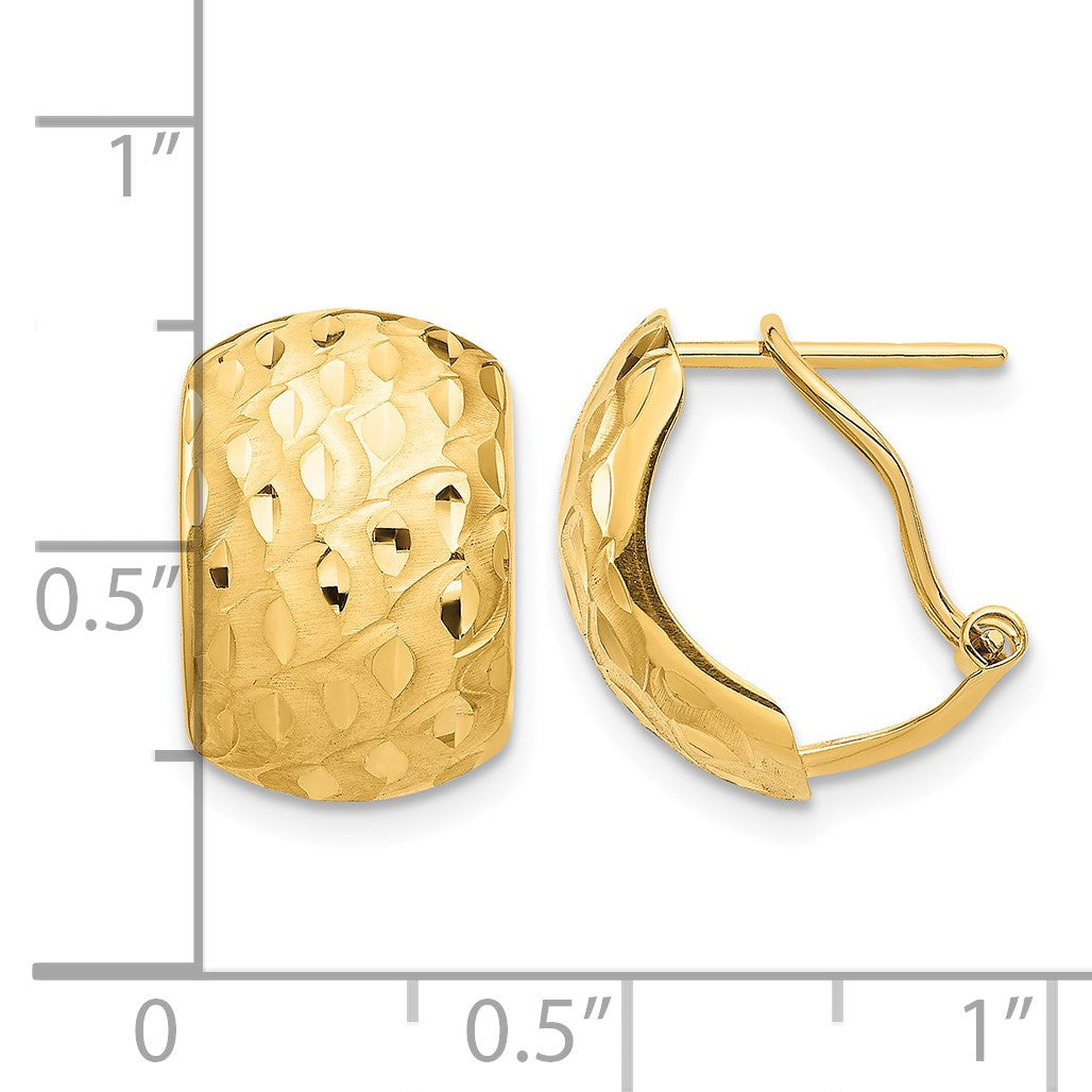 14K 10x14mm Textured Omega Back Earrings