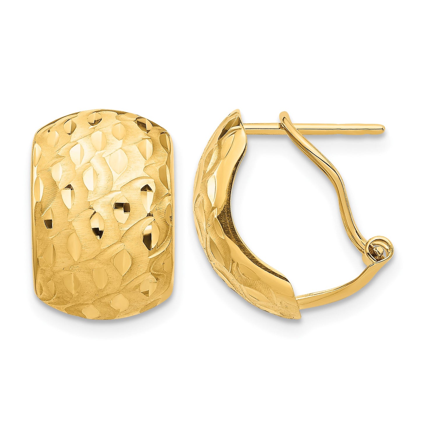 14K 10x14mm Textured Omega Back Earrings