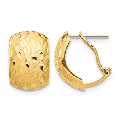 14K 10x14mm Textured Omega Back Earrings