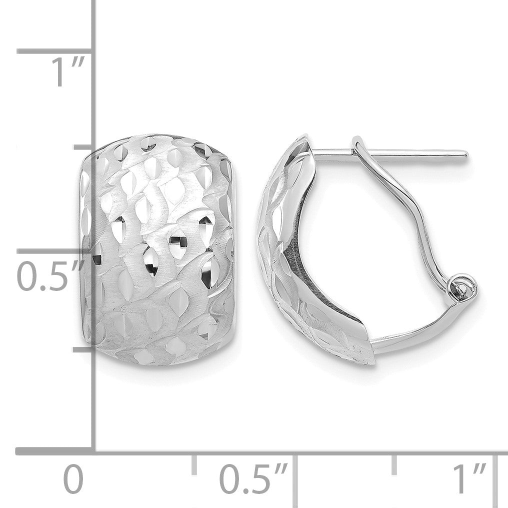 14K White Gold 10x14mm Textured Omega Back Earrings