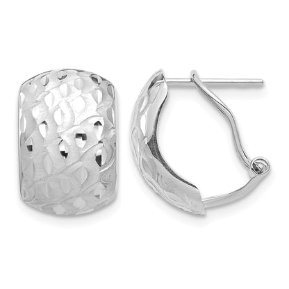 14K White Gold 10x14mm Textured Omega Back Earrings