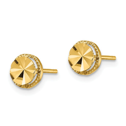 14K 6.25mm Diamond-Cut Round Post Earrings