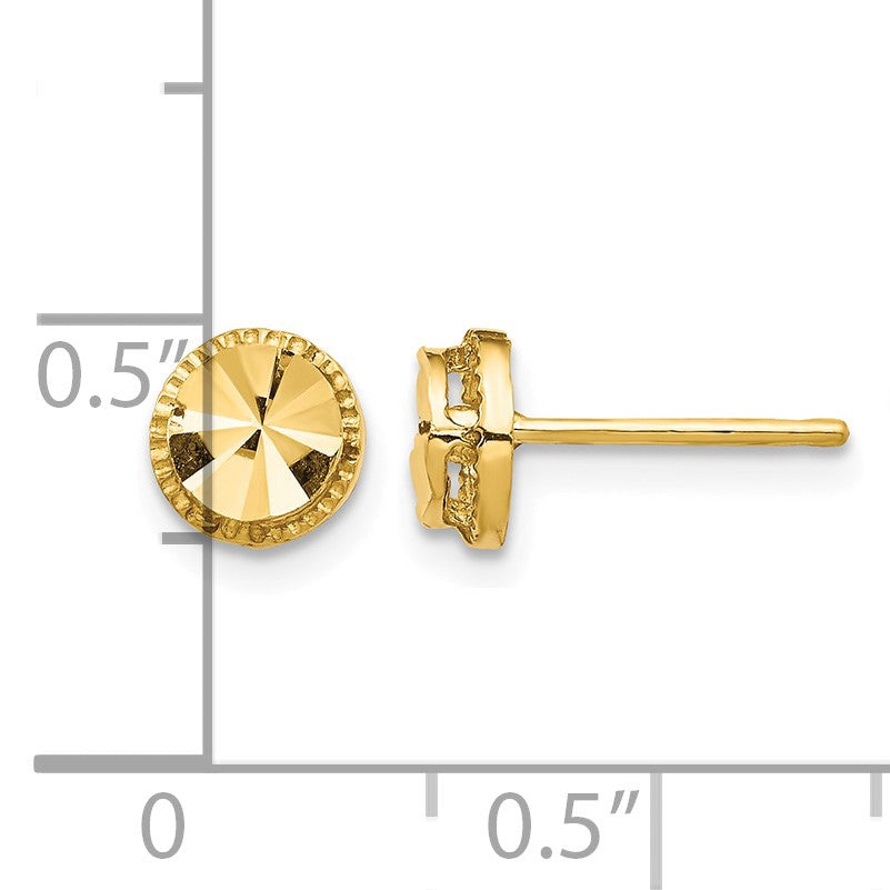 14K 6.25mm Diamond-Cut Round Post Earrings