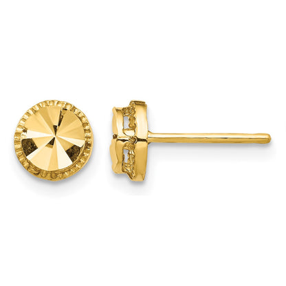 14K 6.25mm Diamond-Cut Round Post Earrings