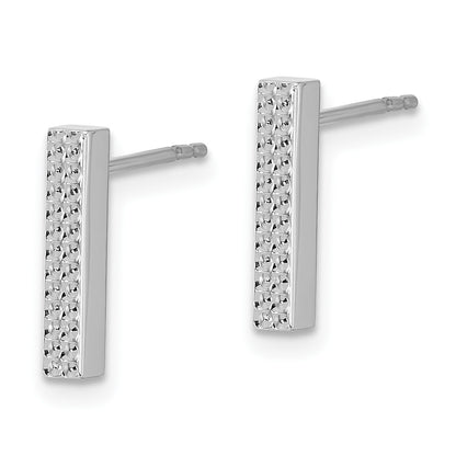 14K White Gold Textured 2.5x12mm Bar Post Earrings