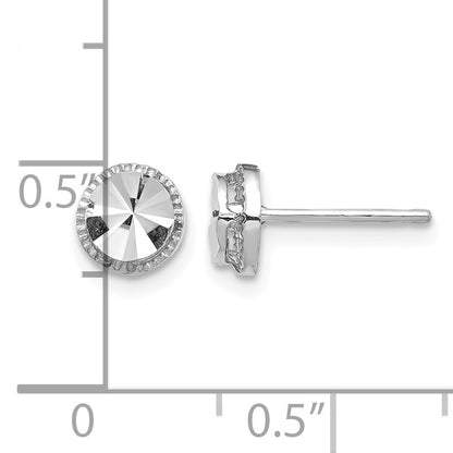 14K White Gold 6.25mm Diamond-Cut Round Post Earrings