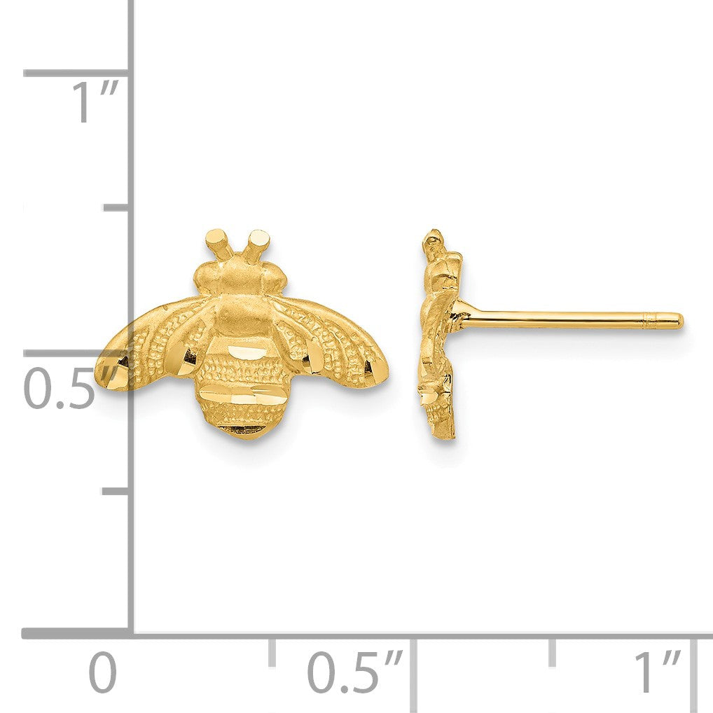 14K Diamond-cut Bee Post Earrings