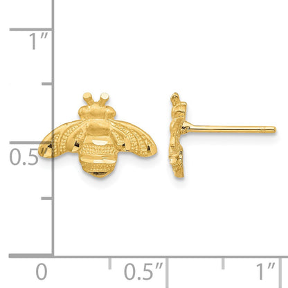 14K Diamond-cut Bee Post Earrings