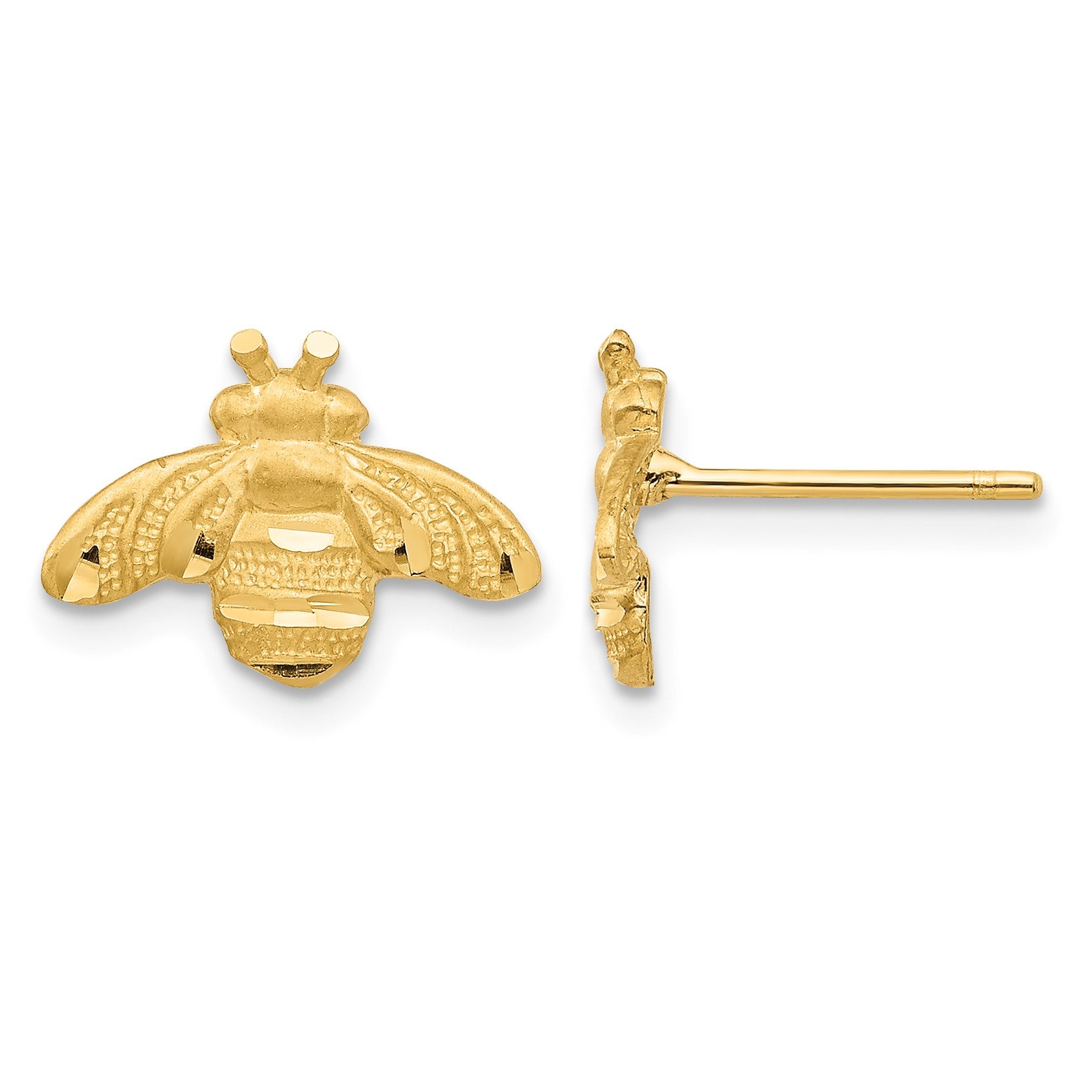 14K Diamond-cut Bee Post Earrings