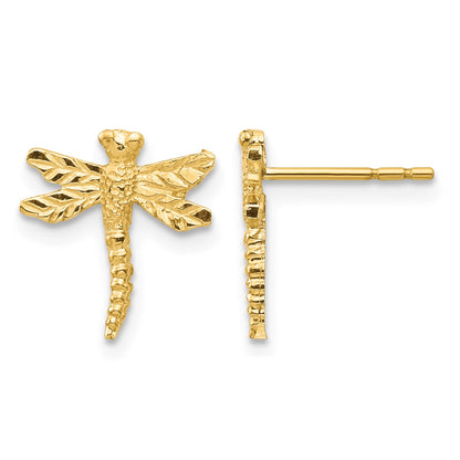 14K Textured Dragonfly Post Earrings
