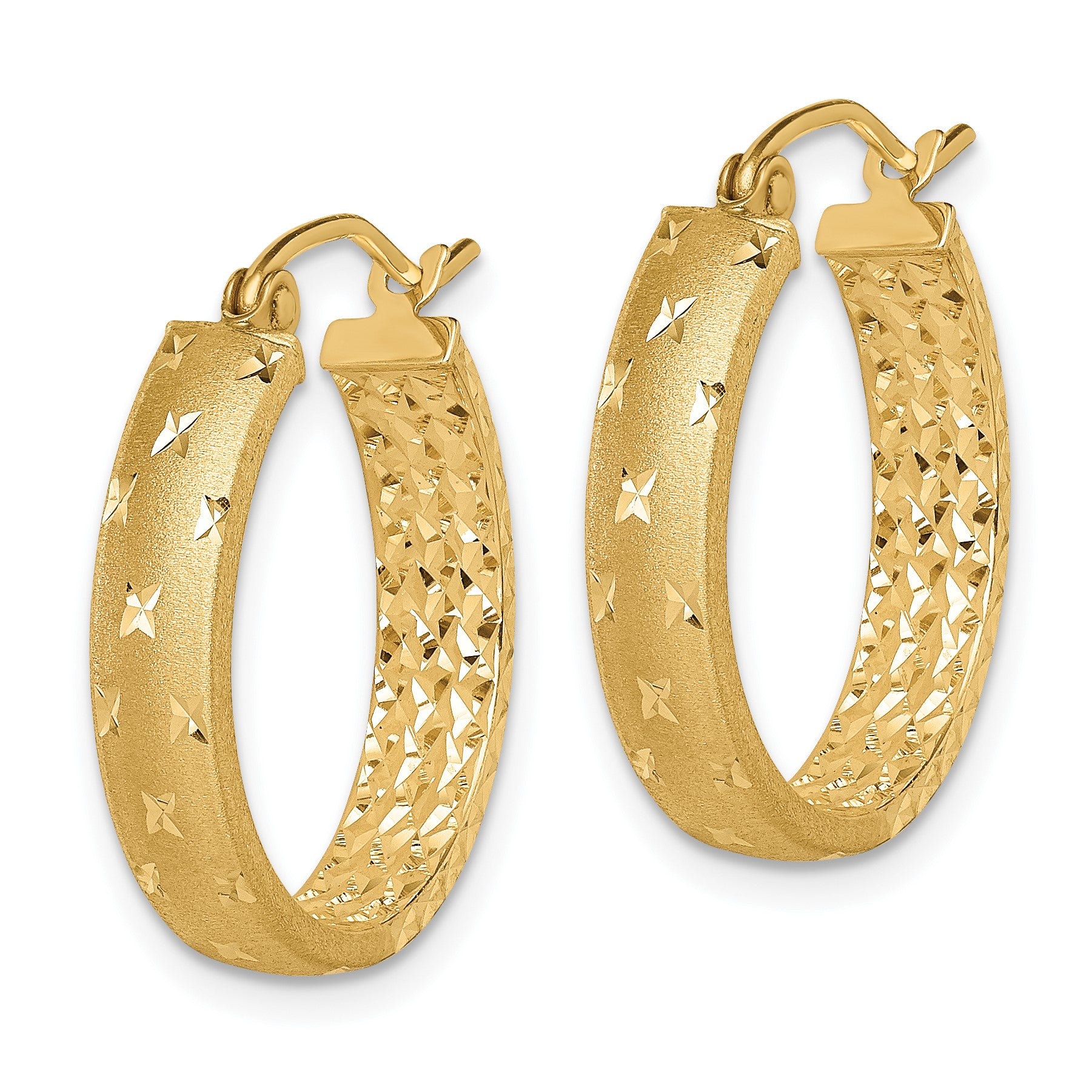 14k Polished Diamond-cut In/Out Hoop Earrings