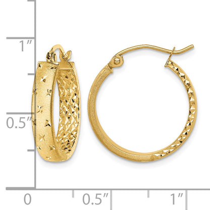 14k Polished Diamond-cut In/Out Hoop Earrings
