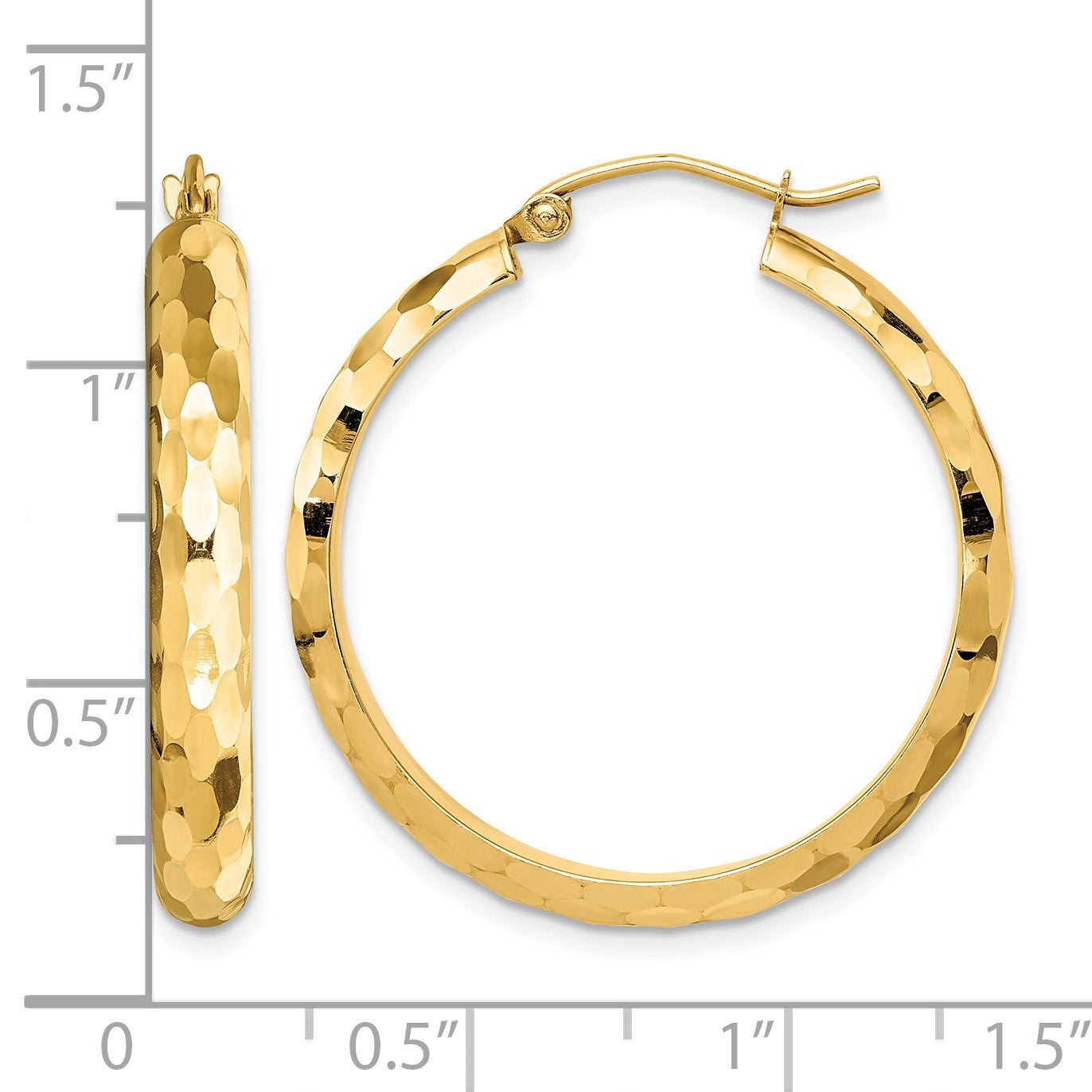 14k Diamond-cut Hoop Earrings