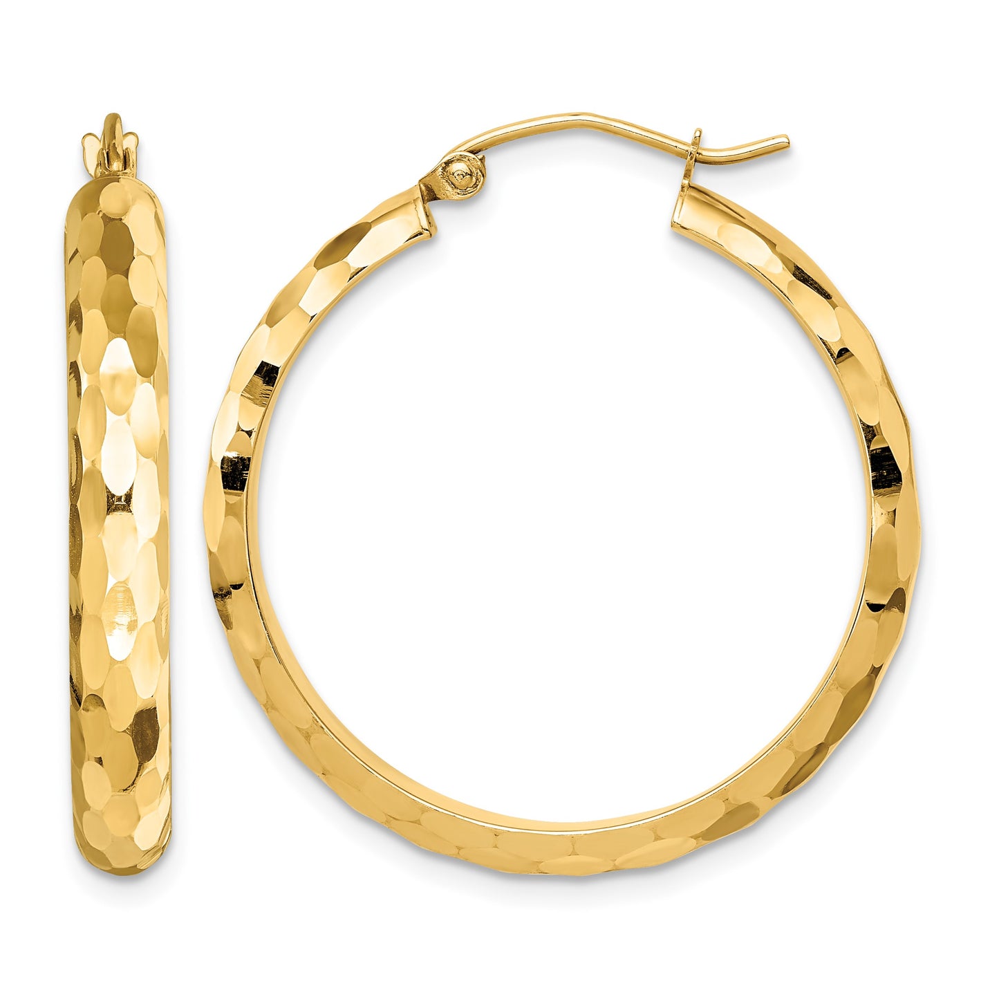 14k Diamond-cut Hoop Earrings