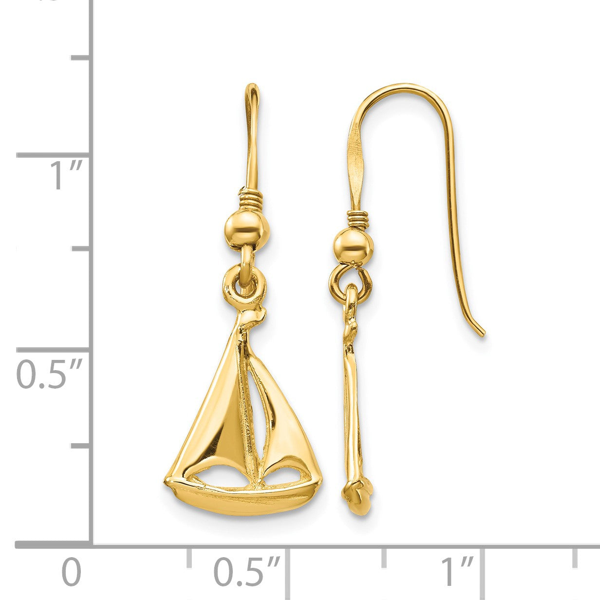 14K Sailboat Dangle French Hook Earrings