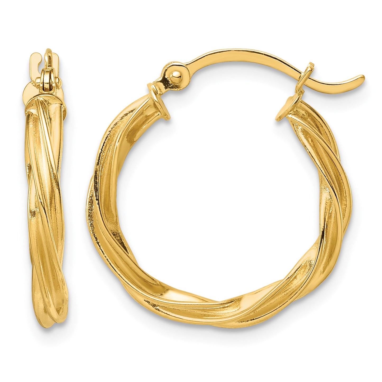 14K Polished Twisted 2.5mm Hoop Earrings