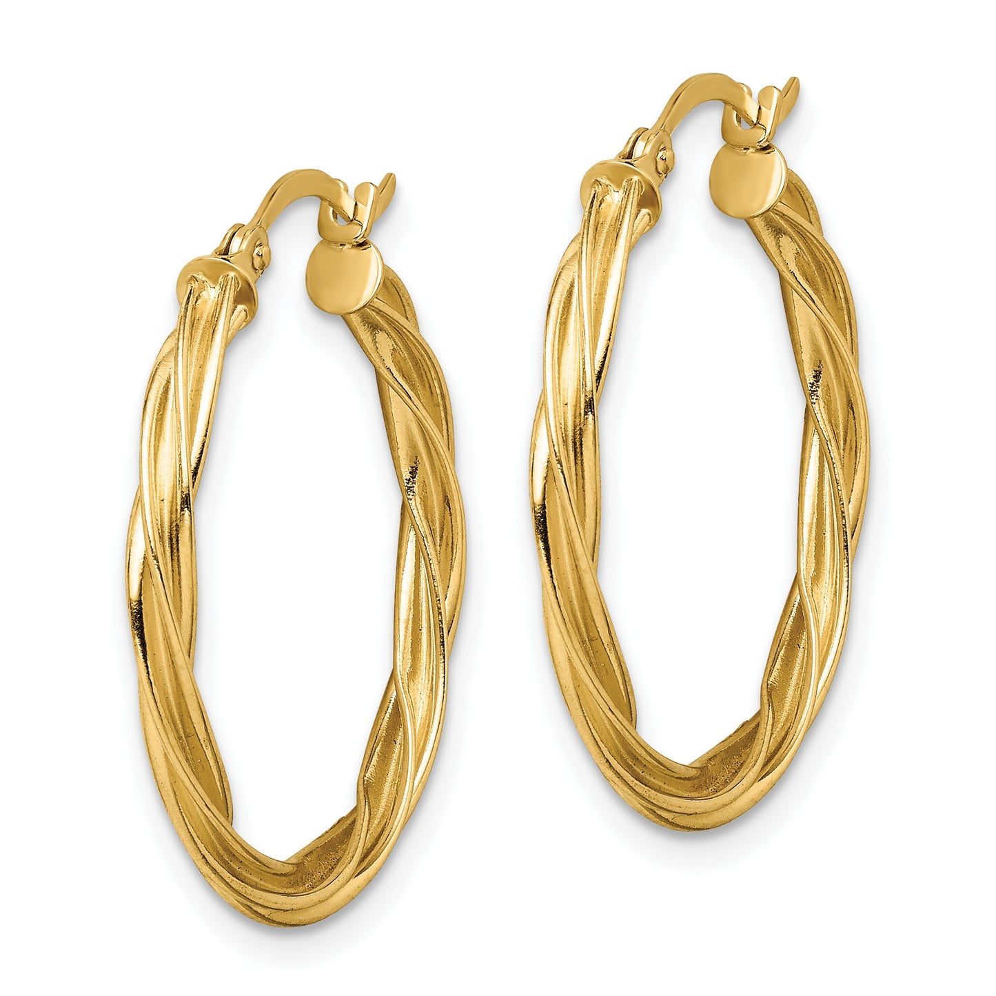 14K Polished Twisted 2.5mm Hoop Earrings