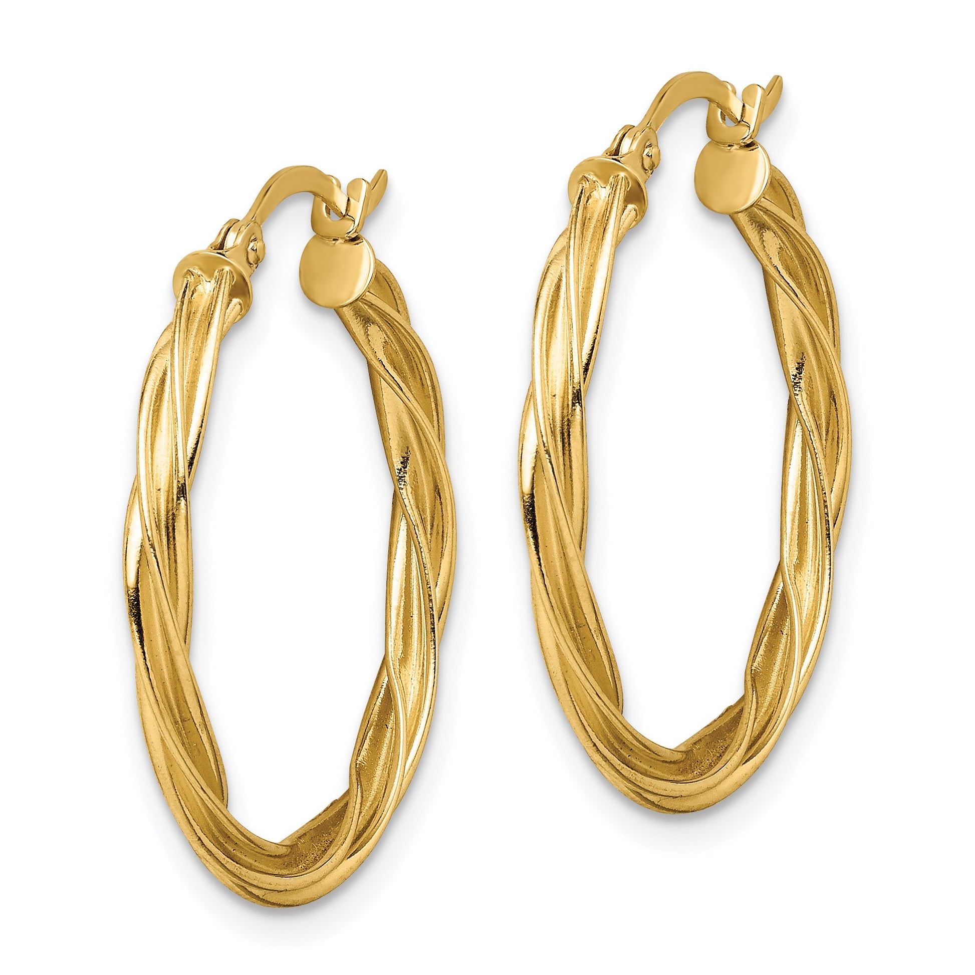 14K Polished Twisted 2.5mm Hoop Earrings