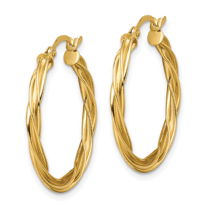 14K Polished Twisted 2.5mm Hoop Earrings