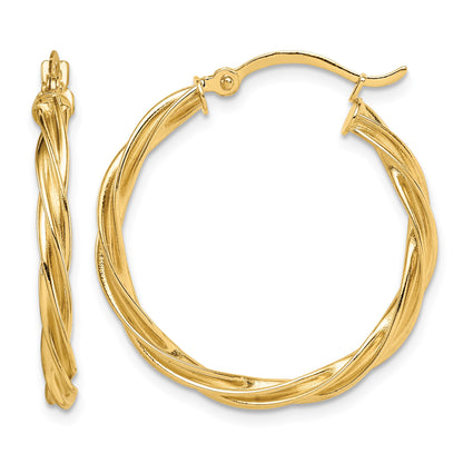 14K Polished Twisted 2.5mm Hoop Earrings