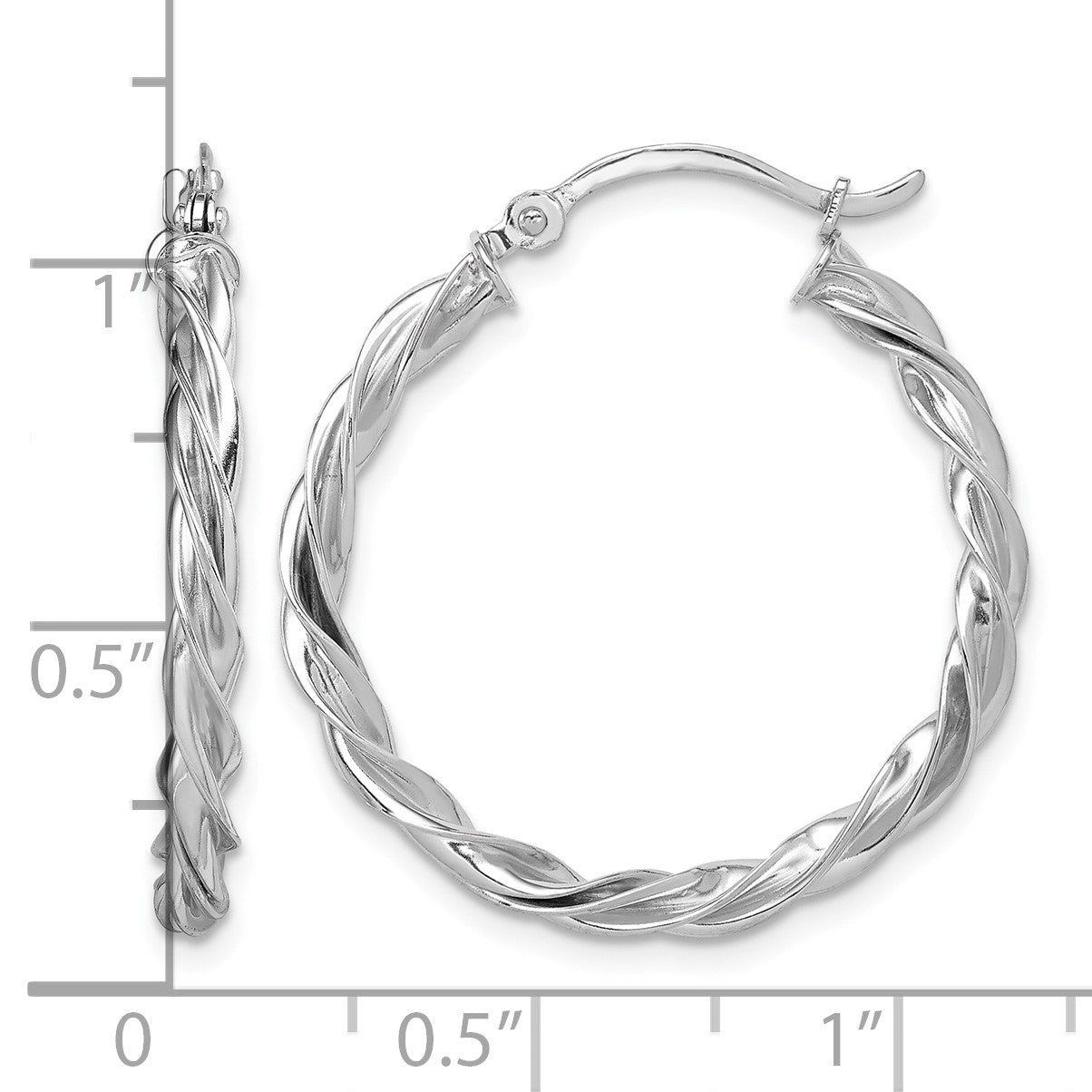 14K White Gold Polished Twisted Hoop Earrings
