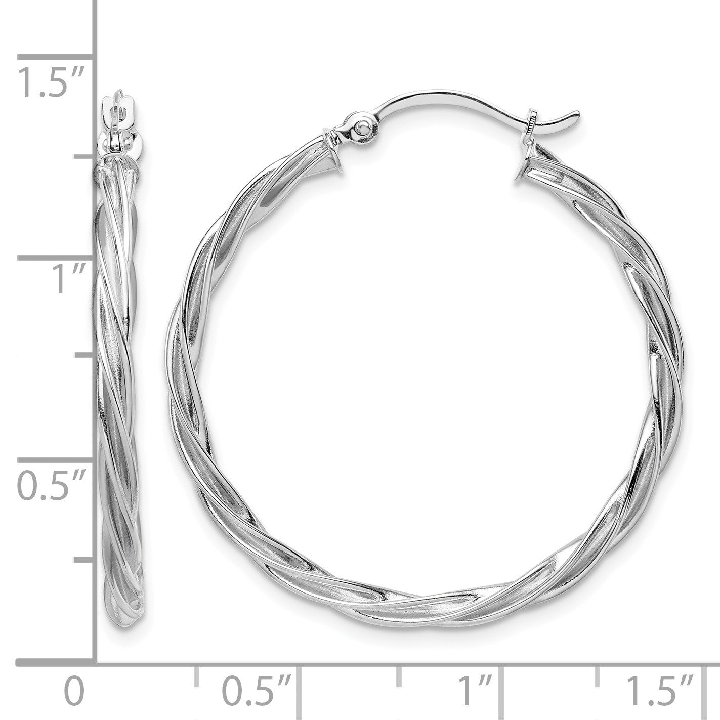 14K Polished White Gold 2.5mm Twisted Hoop Earrings