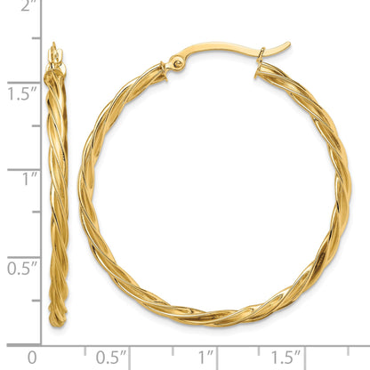 14K Polished Twisted 2.5mm Hoop Earrings