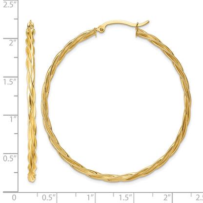 14K Polished 2.5mm Twisted Hoop Earrings