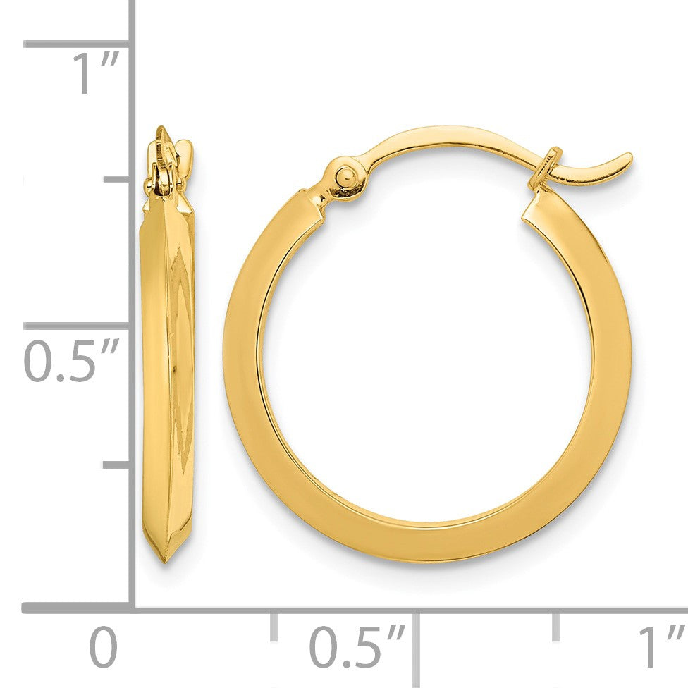 14K 2.25x19mm Polished Knife-Edge Tube Hoop Earrings