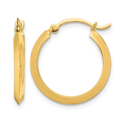14K 2.25x19mm Polished Knife-Edge Tube Hoop Earrings