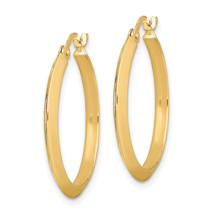 14K 2.25x25mm Polished Knife-Edge Tube Hoop Earrings