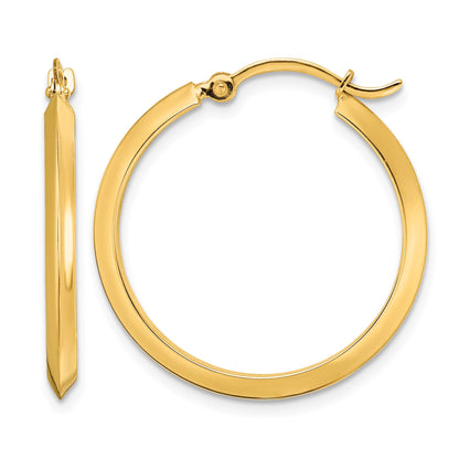 14K 2.25x25mm Polished Knife-Edge Tube Hoop Earrings