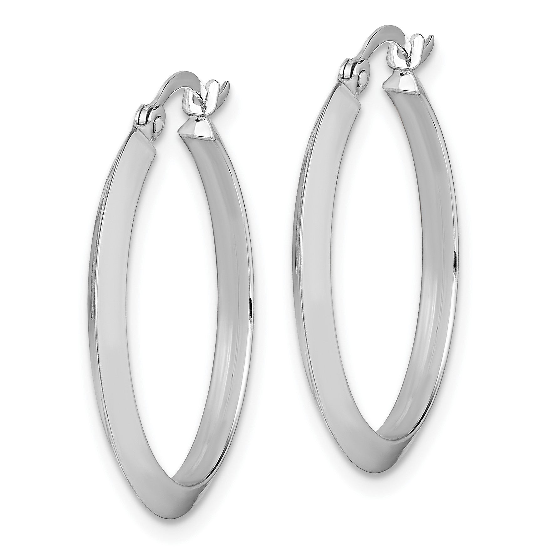 14K White Gold 2.25x25mm Polished Knife-Edge Tube Hoop Earrings
