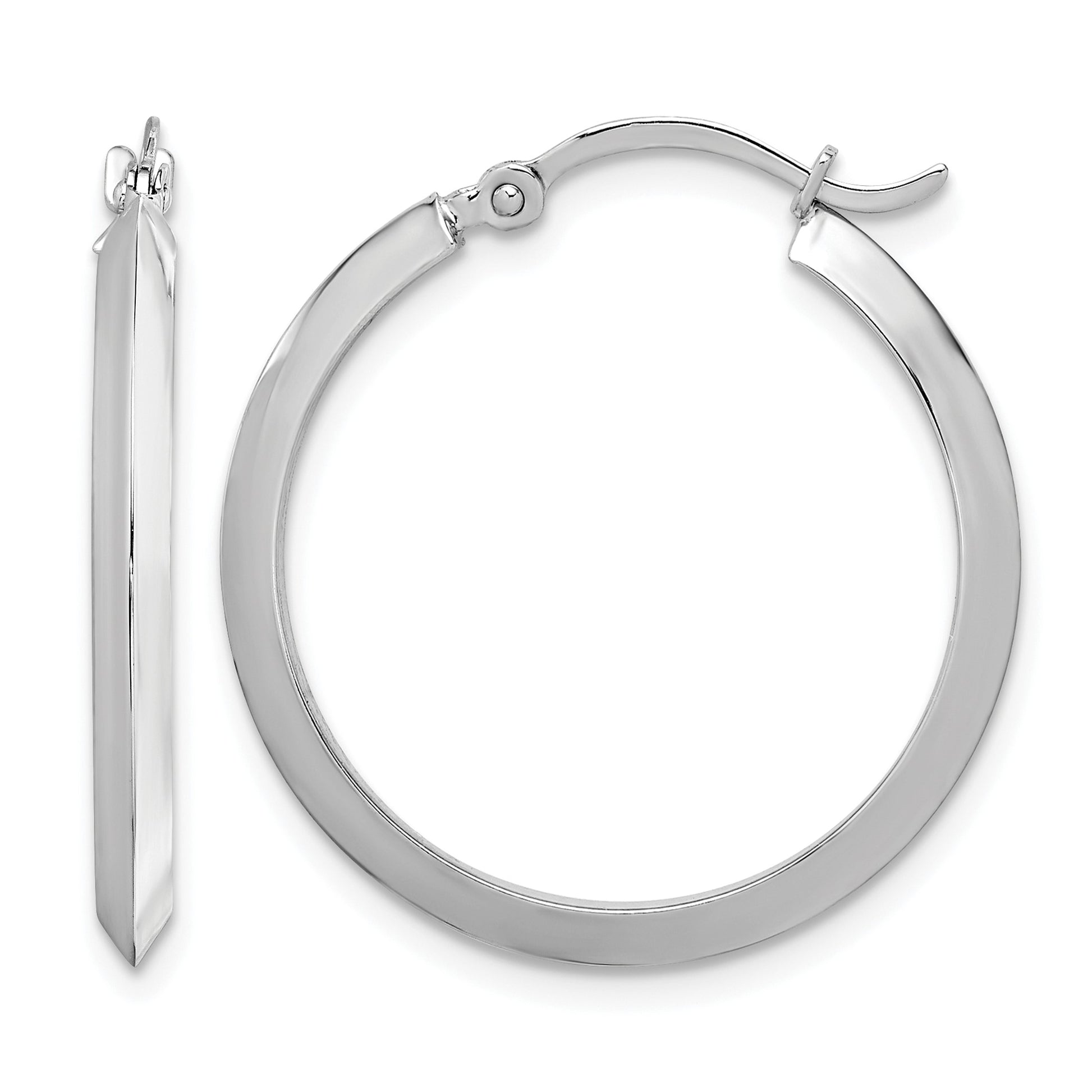 14K White Gold 2.25x25mm Polished Knife-Edge Tube Hoop Earrings