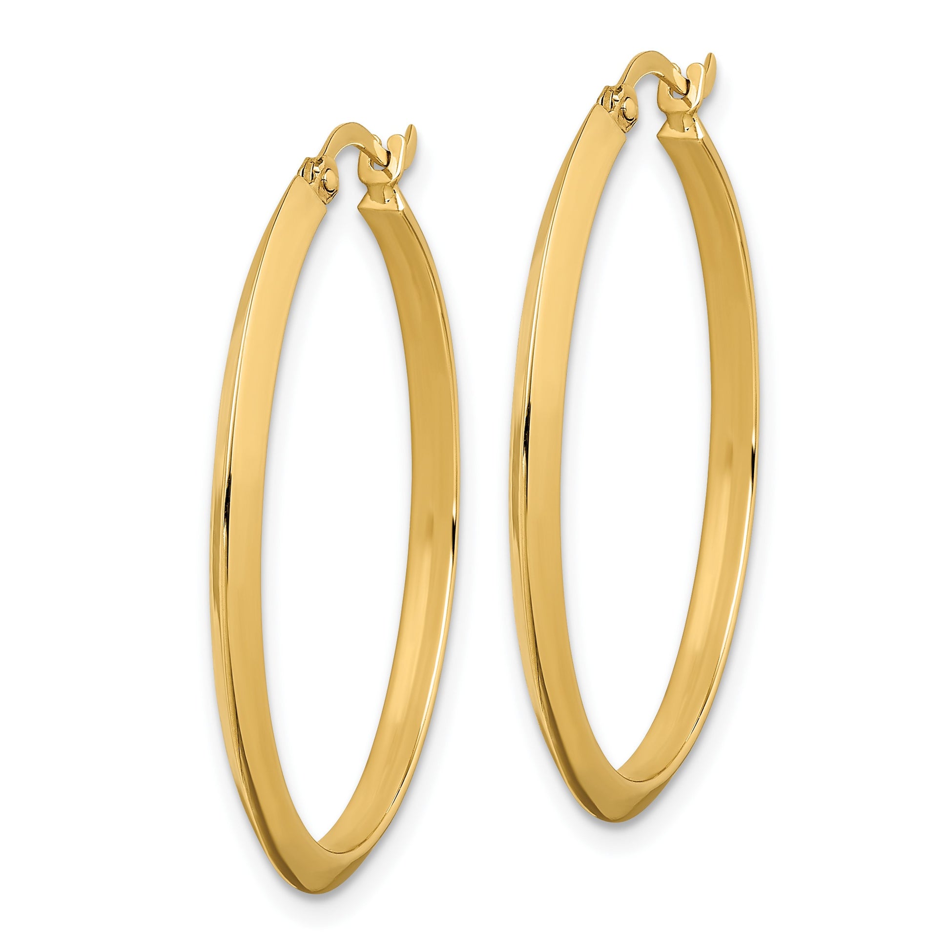 14K 2.25x32mm Polished Knife-Edge Tube Hoop Earrings