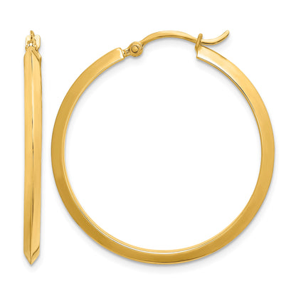 14K 2.25x32mm Polished Knife-Edge Tube Hoop Earrings