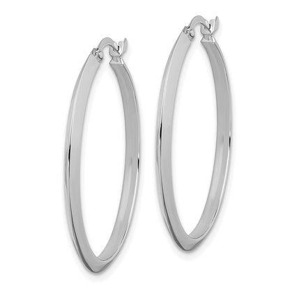 14K White Gold Polished Hoop Earrings