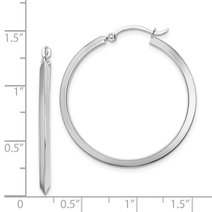 14K White Gold Polished Hoop Earrings