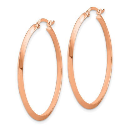 14K Rose Gold 2.25x38mm Polished Knife-Edge Tube Hoop Earrings