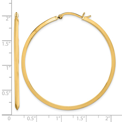 14K 2.25x52mm Polished Knife-Edge Tube Hoop Earrings