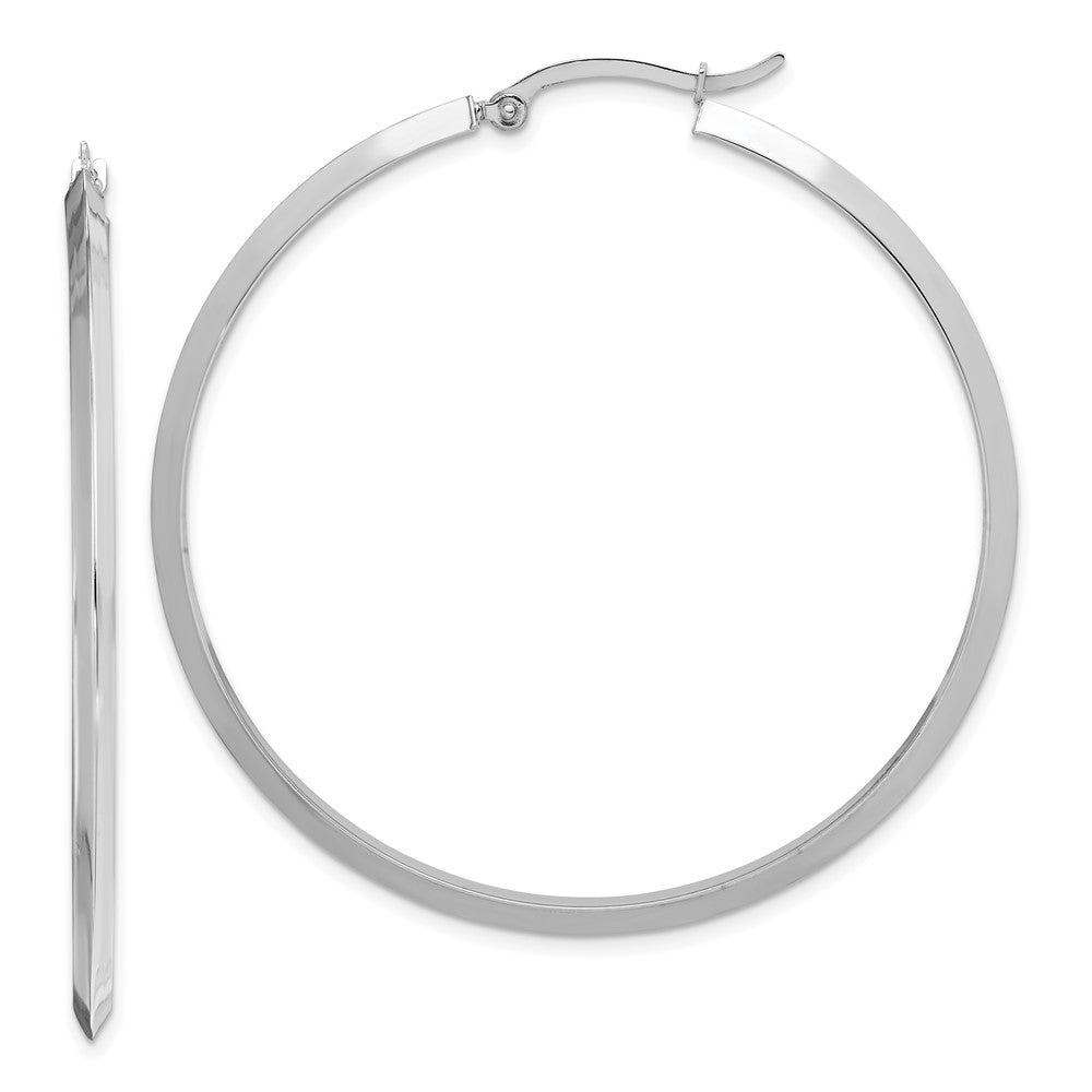 14K White Gold Polished Hoop Earrings