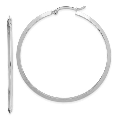 14K White Gold Polished Hoop Earrings