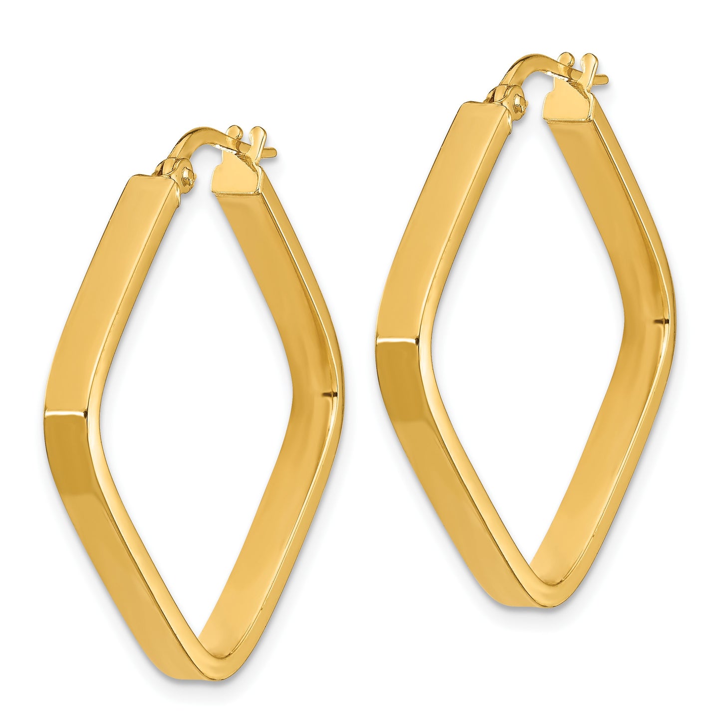 14K 2x30mm Square Tube Hoop Earrings