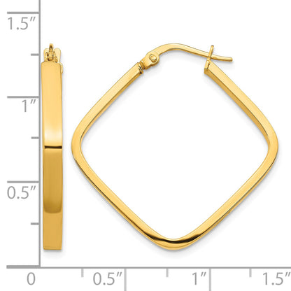 14K 2x30mm Square Tube Hoop Earrings