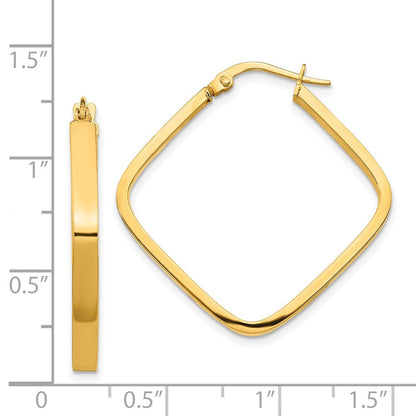 14K 2x2mm Square Hoop Earrings