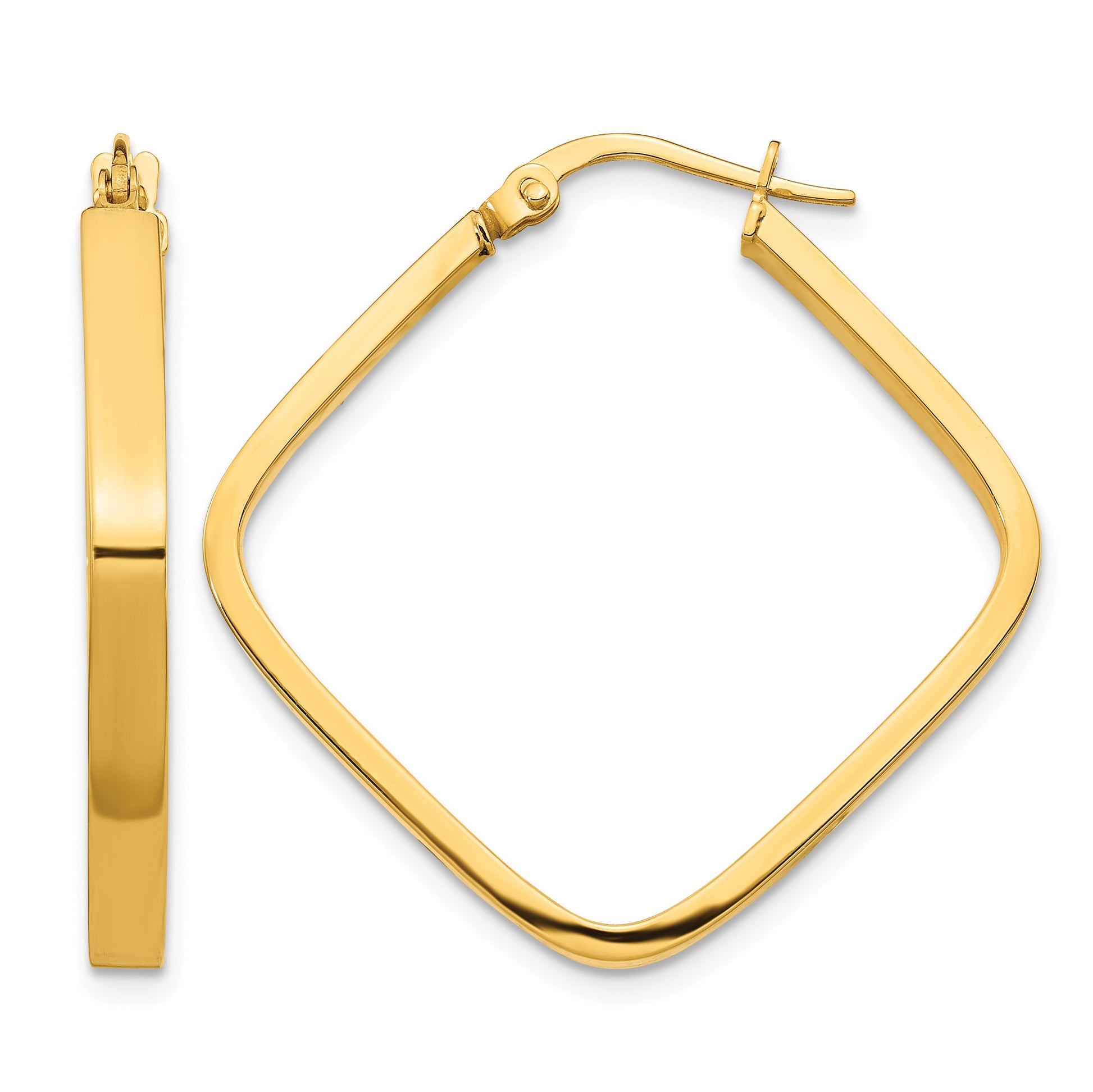 14K 2x30mm Square Tube Hoop Earrings